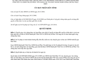 Quyết định 1963/QĐ-UBND 2014 chuyển giao chứng thực sang tổ chức hành nghề công chứng Vĩnh Phúc