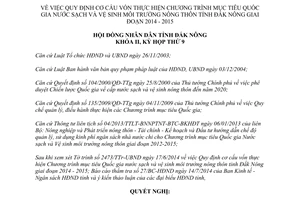 Nghị quyết 16/2014/NQ-HĐND chương trình nước sạch vệ sinh môi trường nông thôn Đắk Nông 2014 2015