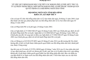 Nghị quyết 96/2014/NQ-HĐND danh mục chi tiết khoản phí lệ phí mức thu tỷ lệ phần trăm trích nộp Hòa Bình