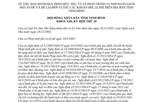 Nghị quyết 01/2014/NQ-HĐND mức thu tỷ lệ phần trăm nộp ngân sách nhà nước Ninh Bình