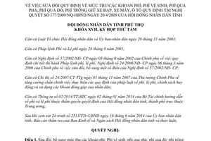 Nghị quyết 04/2014/NQ-HĐND sửa đổi mức thu Phí vệ sinh qua phà đò trông giữ xe 177/2009/NQ-HĐND Phú Thọ
