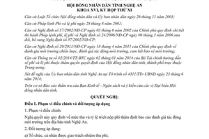 Nghị quyết 128/2014/NQ-HĐND mức thu tỷ lệ trích nộp phí thẩm định báo cáo đánh giá môi trường Nghệ An