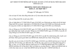 Nghị quyết 95/2014/NQ-HĐND phí trông giữ xe đạp xe máy ô tô Gia Lai