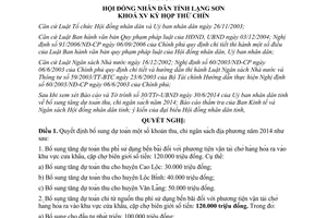 Nghị quyết 141/2014/NQ-HĐND bổ sung dự toán thu chi ngân sách địa phương 2014 Lạng Sơn