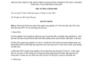 Quyết định 1168/QĐ-TTg 2014 phát triển ngành công nghiệp ô tô Việt Nam đến 2025 tầm nhìn 2035