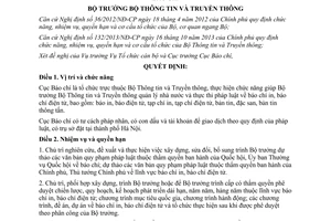 Quyết định 984/QĐ-BTTTT 2014 nhiệm vụ quyền hạn cơ cấu tổ chức Cục Báo chí