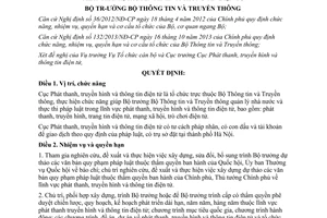 Quyết định 981/QĐ-BTTTT năm 2014 nhiệm vụ quyền hạn cơ cấu tổ chức Cục Phát thanh truyền hình