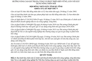 Nghị quyết 90/2014/NQ-HĐND khuyến khích phát triển nông nghiệp nông thôn Hà Tĩnh nông thôn mới