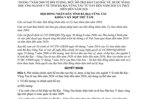 Nghị quyết 20/2014/NQ-HĐND sửa đổi Nghị quyết 10/2009/NQ-HĐND đào tạo bác sỹ Vũng Tàu