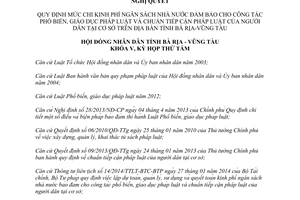 Nghị quyết 15/2014/NQ-HĐND chi kinh phí ngân sách nhà nước công tác giáo dục pháp luật Bà Rịa Vũng Tàu