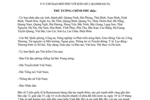 Công điện 1245/CĐ-TTg 2014 chỉ đạo đối phó bão số 2 Rammasun