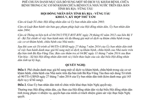 Nghị quyết 11/2014/NQ-HĐND giá dịch vụ khám chữa bệnh cơ sở Nhà nước Bà Rịa Vũng Tàu