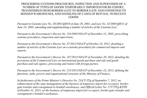 Circular No. 94/2014/TT-BTC prescribing customs procedures goods temporarily imported for re-export