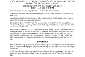 Nghị quyết 22/2014/NQ-HĐND trợ cấp công viên chức phục vụ chuyên môn trong ngành y tế Bà Rịa Vũng Tàu