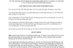 Quyết định 1561/QĐ-UBND 2014 bãi bỏ Quyết định 32/2009/QĐ-UBND Kiên Giang