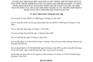 Quyết định 31/2014/QĐ-UBND hạn mức giao đất ở đất trống đồi núi trọc đất có mặt nước Quảng Trị