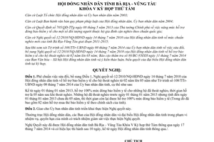 Nghị quyết 16/2014/NQ-HĐND sửa đổi 12/2010/NQ-HĐND hỗ trợ bảo hiểm y tế hộ thoát nghèo Bà Rịa Vũng Tàu