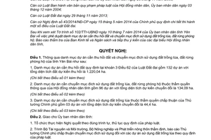 Nghị quyết 10/2014/NQ-HĐND dự án cần thu hồi đất chuyển mục đích sử dụng đất trồng lúa rừng phòng hộ Yên Bái