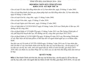 Nghị quyết 12/2014/NQ-HĐND Chính sách thu hút đào tạo cán bộ khoa học Yên Bái 2014 2016