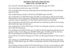 Nghị quyết 11/2014/NQ-HĐND bãi bỏ ban hành mới phí lệ phí Yên Bái