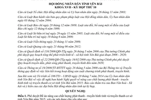Nghị quyết 07/2014/NQ-HĐND nâng cao chất lượng phát thanh truyền hình Yên Bái 2015