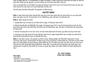 Quyết định 1182/QĐ-TTg 2014 Quy trình vận hành liên hồ chứa lưu vực sông Sê San