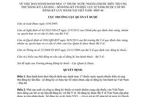 Quyết định 349/QĐ-QLD 2014 danh mục 17 thuốc nước ngoài được cấp số đăng ký lưu hành