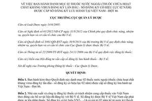 Quyết định 351/QĐ-QLD 2014 danh mục 02 thuốc nước ngoài được cấp số đăng ký lưu hành