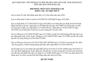 Nghị quyết 116/2014/NQ-HĐND mức thu phí bảo vệ môi trường nước thải sinh hoạt Đắk Lắk