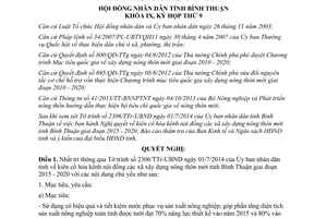 Nghị quyết 58/2014/NQ-HĐND kiên cố hóa kênh xây dựng nông thôn mới Bình Thuận 2015 - 2020