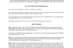 Quyết định 1901/QĐ-UBND 2014 điều chỉnh Chiến lược quốc gia phòng chống HIV/AIDS 2020 tầm nhìn 2030 Sơn La