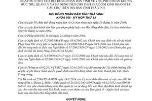 Nghị quyết 08/2014/NQ-HĐND sửa đổi 23/2012/NQ-HĐND mức thu quản lý tiền thuê địa điểm kinh doanh Trà Vinh