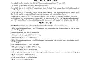 Nghị quyết 07/2014/NQ-HĐND phê chuẩn quyết toán ngân sách địa phương 2013 Bắc Kạn