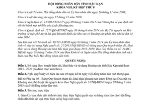 Nghị quyết 14/2014/NQ-HĐND bổ sung Quy hoạch thăm dò khai thác sử dụng khoáng sản Bắc Kạn 2013 2020