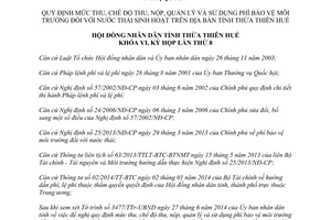 Nghị quyết 05/2014/NQ-HĐND mức thu nộp quản lý sử dụng phí bảo vệ môi trường Thừa Thiên Huế