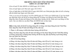 Nghị quyết 137/2014/NQ-HĐND hỗ trợ hàng tháng đảng viên Vĩnh Phúc