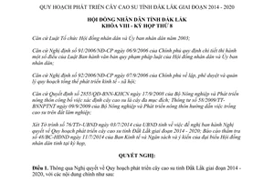 Nghị quyết 120/2014/NQ-HĐND Quy hoạch phát triển cây cao su Đắk Lắk 2014 2020