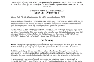 Nghị quyết 122/2014/NQ-HĐND mức chi phổ biến giáo dục pháp luật chuẩn tiếp cận pháp luật Đắk Lắk