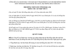 Nghị quyết 123/NQ-HĐND 2014 văn bản quy phạm pháp luật được rà soát hệ thống hóa Đắk Lắk