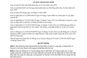 Quyết định 11/2014/QĐ-UBND quản lý cung cấp sử dụng Internet trò chơi điện tử Gia Lai