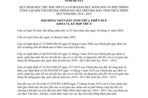 Nghị quyết 01/2014/NQ-HĐND mức thu học phí giáo dục mầm non phổ thông công lập Thừa Thiên Huế 2014 2015