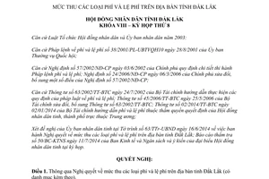 Nghị quyết 117/2014/NQ-HĐND mức thu các loại phí lệ phí Đắk Lắk