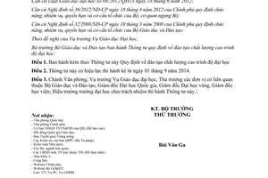 Thông tư 23/2014/TT-BGDĐT Quy định đào tạo chất lượng cao trình độ đại học