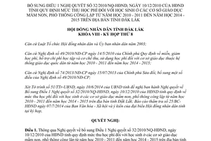 Nghị quyết 128/2014/NQ-HĐND bổ sung 32/2010/NQ-HĐND mức thu học phí công lập 2010 đến 2015 Đắk Lắk