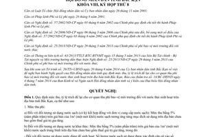 Nghị quyết 16/2014/NQ-HĐND mức thu tỷ lệ trích lại cơ quan thu phí bảo vệ môi trường Bắc Kạn