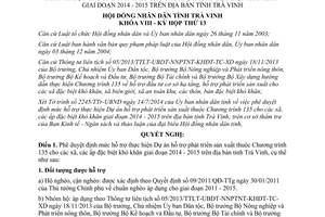 Nghị quyết 04/2014/NQ-HĐND hỗ trợ phát triển sản xuất Chương trình 135 2014 2015 Trà Vinh