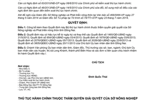 Quyết định 2326/QĐ-UBND 2014 công bố Bộ thủ tục hành chính mới Sở Nông nghiệp Đồng Nai