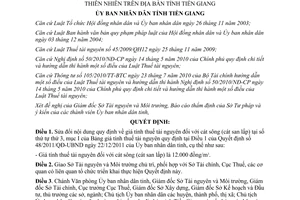 Quyết định 22/2014/QĐ-UBND sửa đổi 48/2011/QĐ-UBND giá tính thuế tài nguyên thiên nhiên Tiền Giang