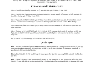 Quyết định 33/QĐ-UBND 2014 hủy bỏ 09/2013/QĐ-UBND Bạc Liêu