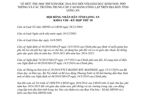 Nghị quyết 140/2014/NQ-HĐND mức thu học phí 2014 2015 mầm non phổ thông trung cấp cao đẳng Long An